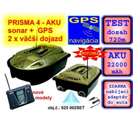 Zavážacia loďka PRISMA4 AKU: sonar +GPS + 22 000mAh aku
