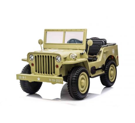 Elektrické autíčko USA ARMY 4X4, žlté, Trojmiestne